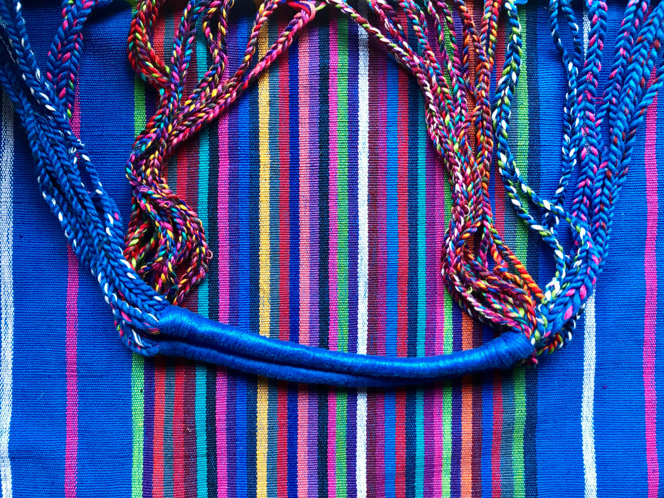 Mexico 1492: Hand-woven on a back-strap loom, by the imaginative artisans in Chiapas, Mexico, with a passion for colors, and a great talent to put those colors together masterfully. Good for any market shopping, plus environment friendly.