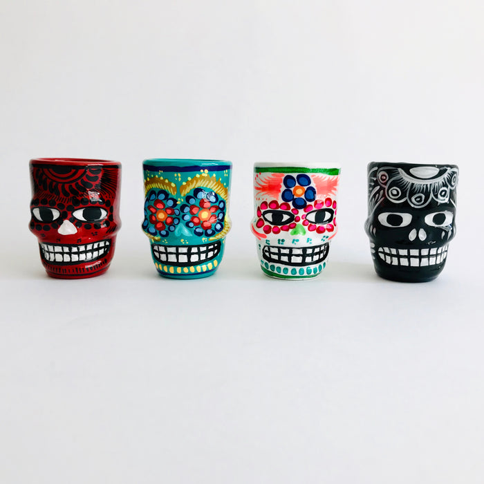 Colorful Hand-Painted and Glazed Calavera Tequila/Mezcal Shot Glass