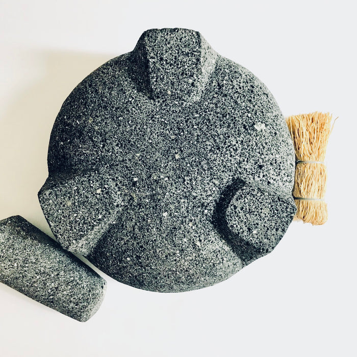 Volcanic Rock Mortar & Pestle - Molcajete - 3 Legged Short - 8”