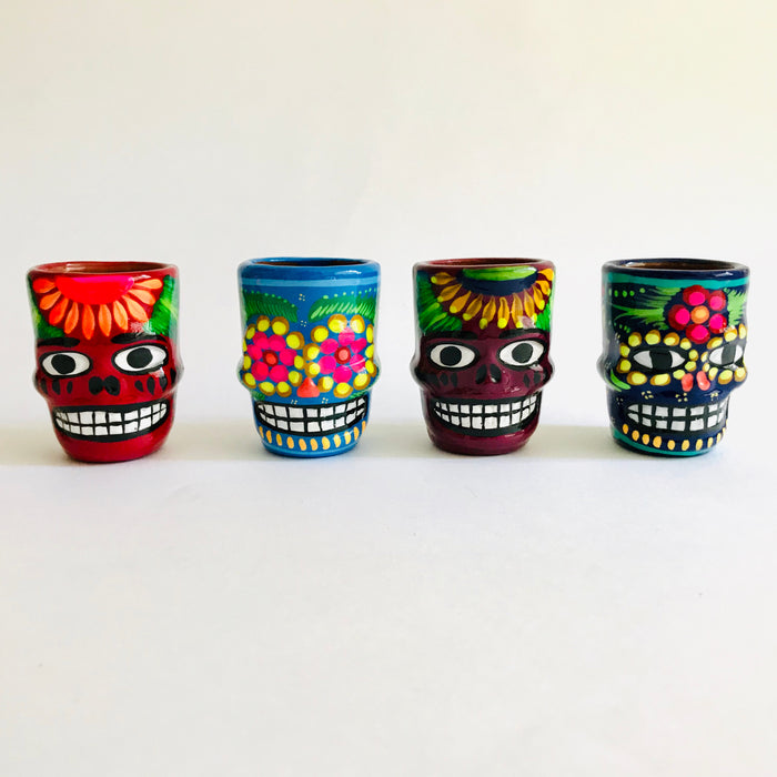 Colorful Hand-Painted and Glazed Calavera Tequila/Mezcal Shot Glass