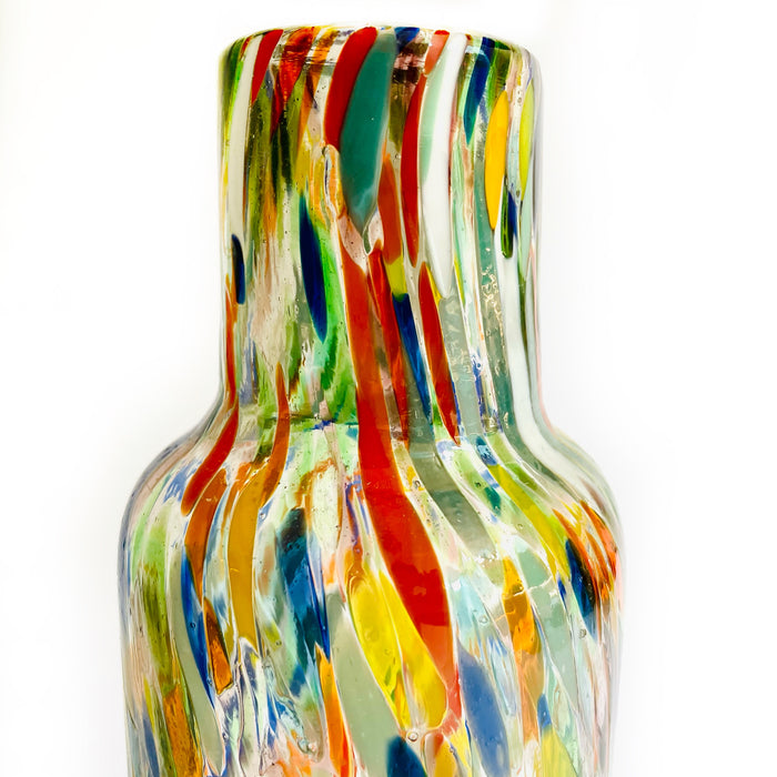 Blown Glass Water Carafe & Glass - Cylindrical - Confetti