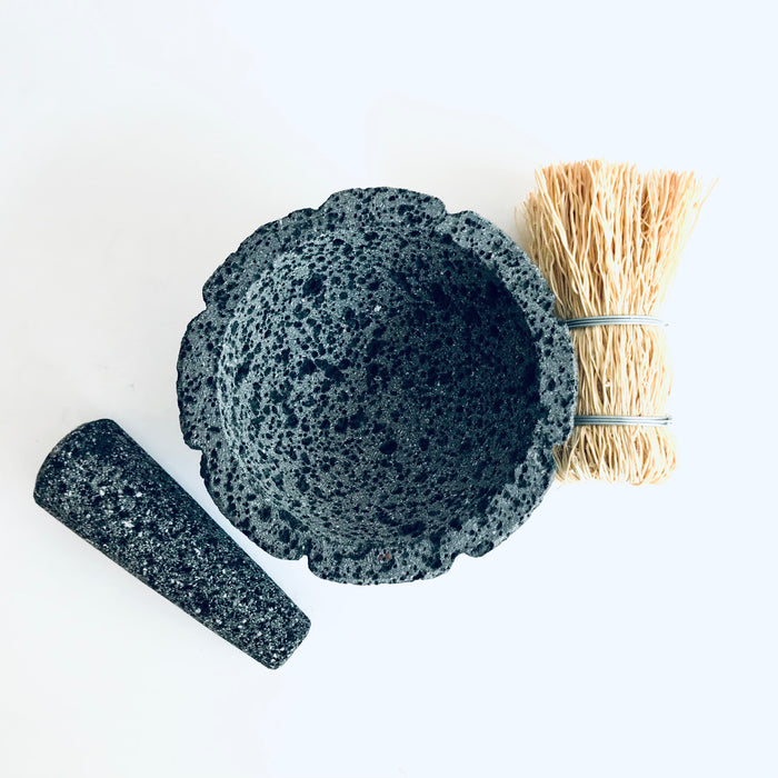 Volcanic Rock Mortar & Pestle - Mini Molcajete - Pumpkin