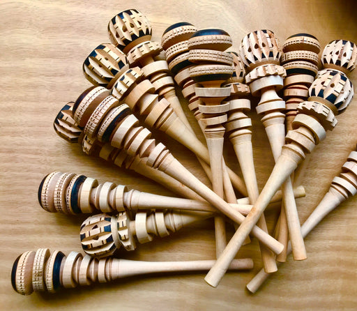 Mexico 1492: Molinillo is a traditional, charming and decorative wooden utensil, widely used in Mexico for creating the precious foam on top of the hot chocolate (but also for champurrados and atoles). Hand-turned by the skilled masters in the State of Mexico and Oaxaca, in different shapes and sizes, from the smaller ones fit for a cup, to a large models used for the pots of chocolate. 