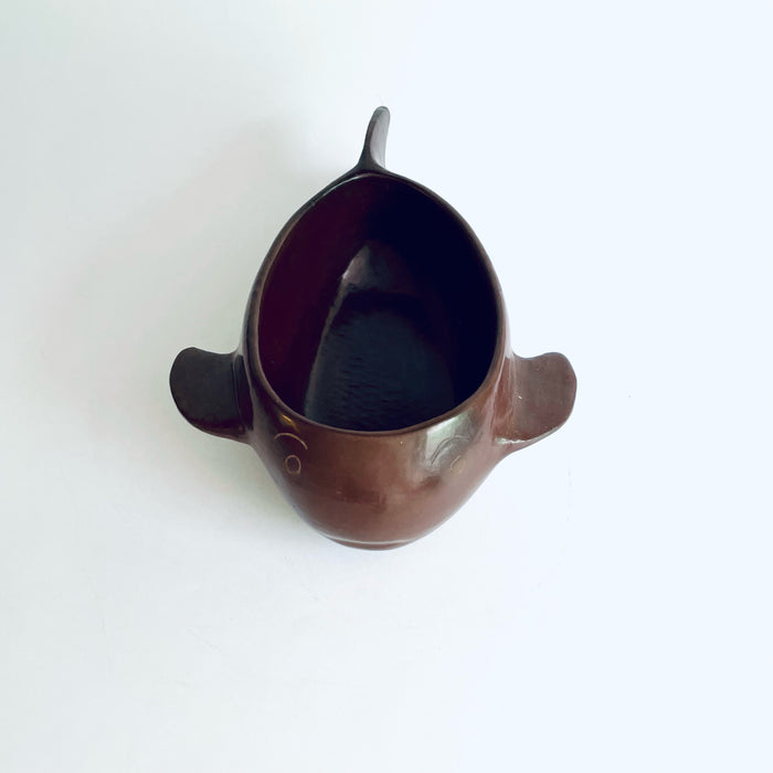 Burnished Clay Fish Salsa Bowl - Large - Brown
