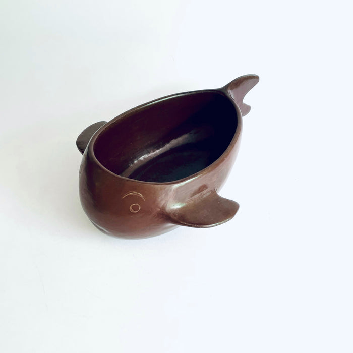 Burnished Clay Fish Salsa Bowl - Large - Brown
