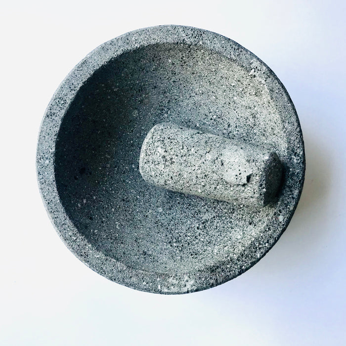 Volcanic Rock Mortar & Pestle - Molcajete - Round Base - 8”