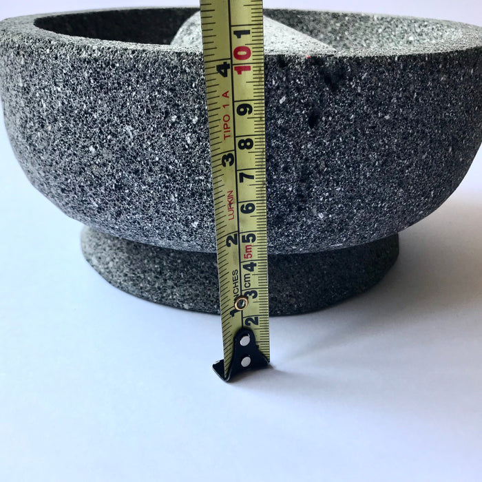 Volcanic Rock Mortar & Pestle - Molcajete - Chalicelike Base - 8”