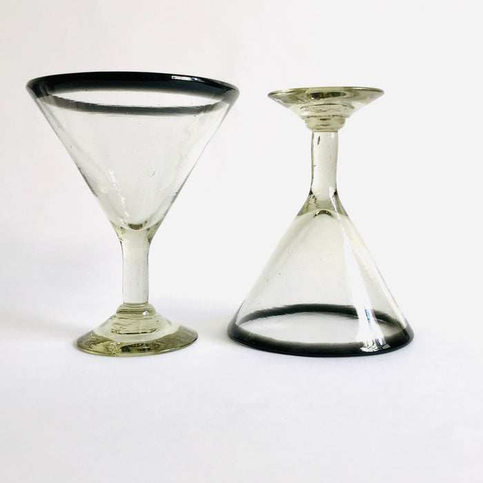 Blown Glass Margarita/Martini Glass With Colored Rim