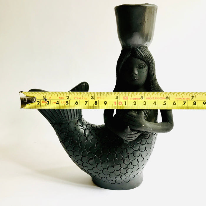 Black Clay Mermaid Candleholder