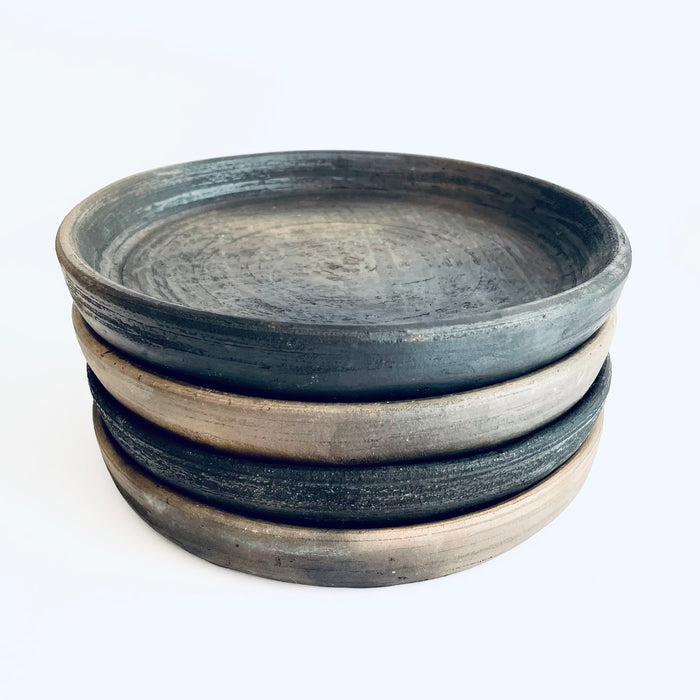 Brown Smoked Clay Plates with High Borders - Medium 8”