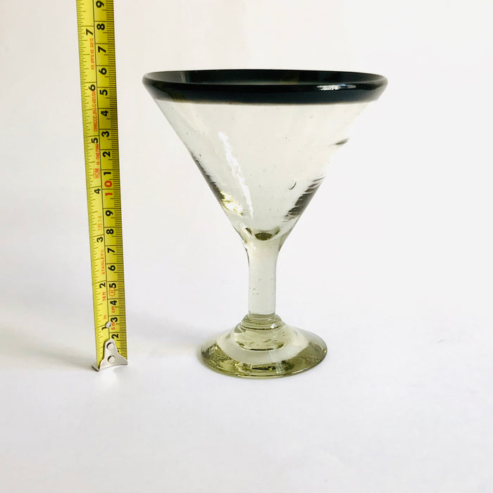 Blown Glass Margarita/Martini Glass With Colored Rim