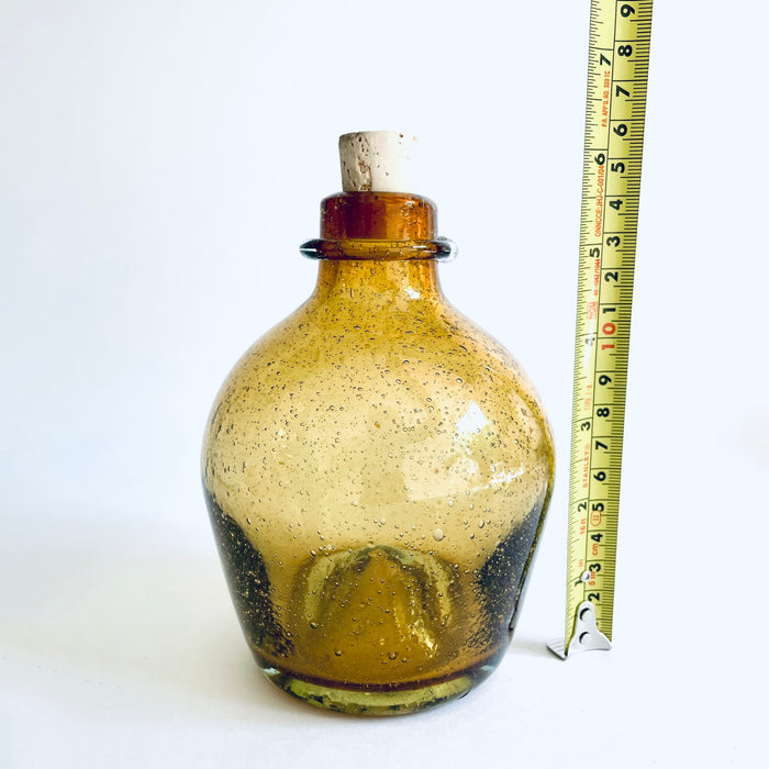 Blown Glass Wasp Catcher Style Tequila / Mezcal Bottle - Amber