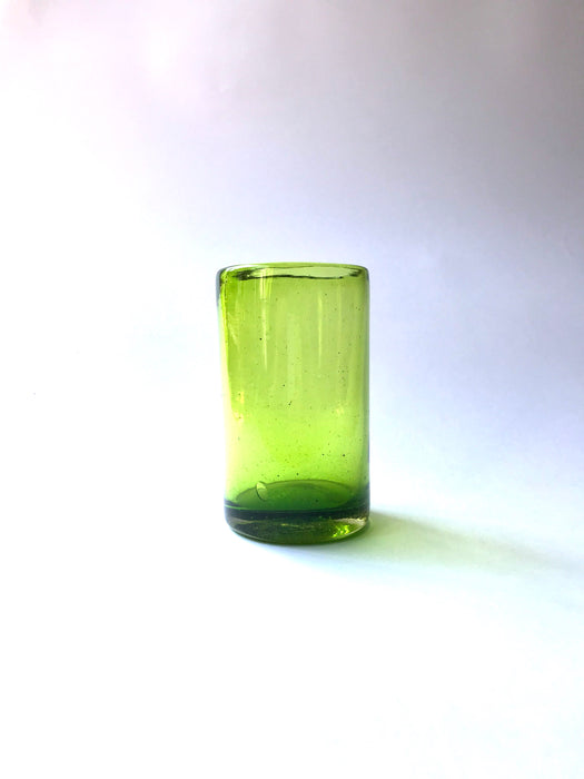 Mexico 1492: Cylindric, hand blown glasses, handmade in Mexico, the essential ingredient of every gathering. Lime green. 