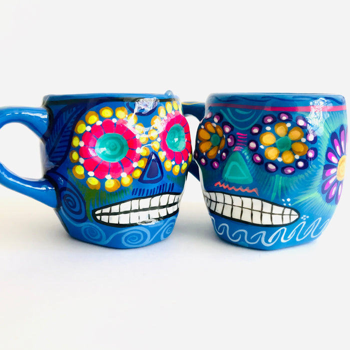 Colorful Hand-Painted and Glazed Calavera Mug