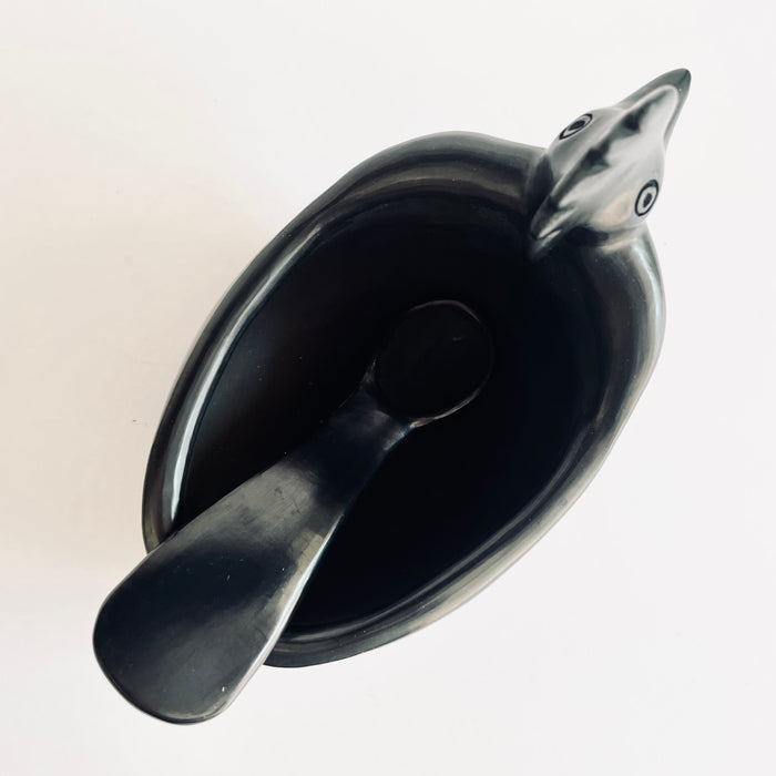 Black Clay Rooster Salsa Bowl with Spoon