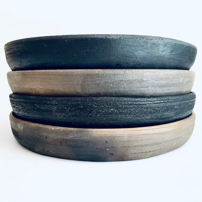 Brown Smoked Clay Plates with High Borders - Medium 8”