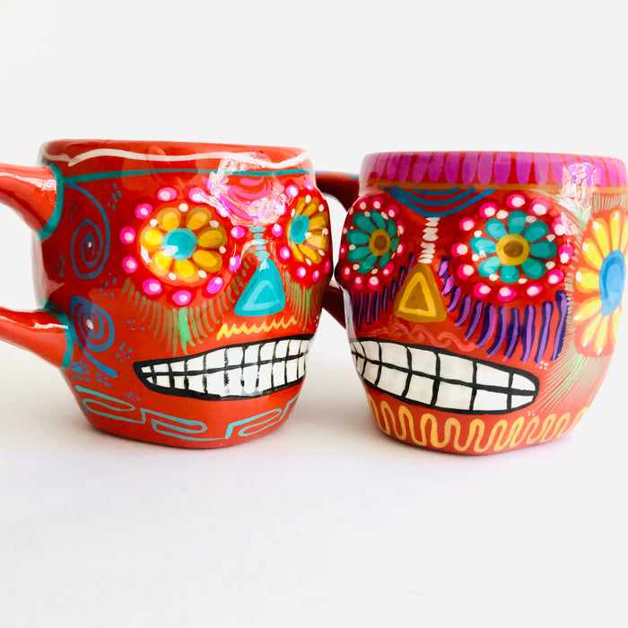 Colorful Hand-Painted and Glazed Calavera Mug