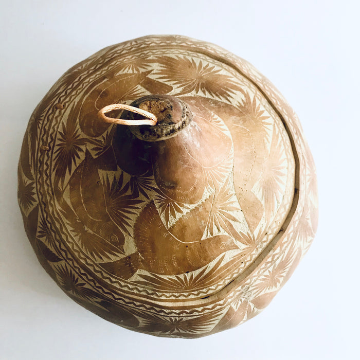Natural Carved Gourd Tortillero