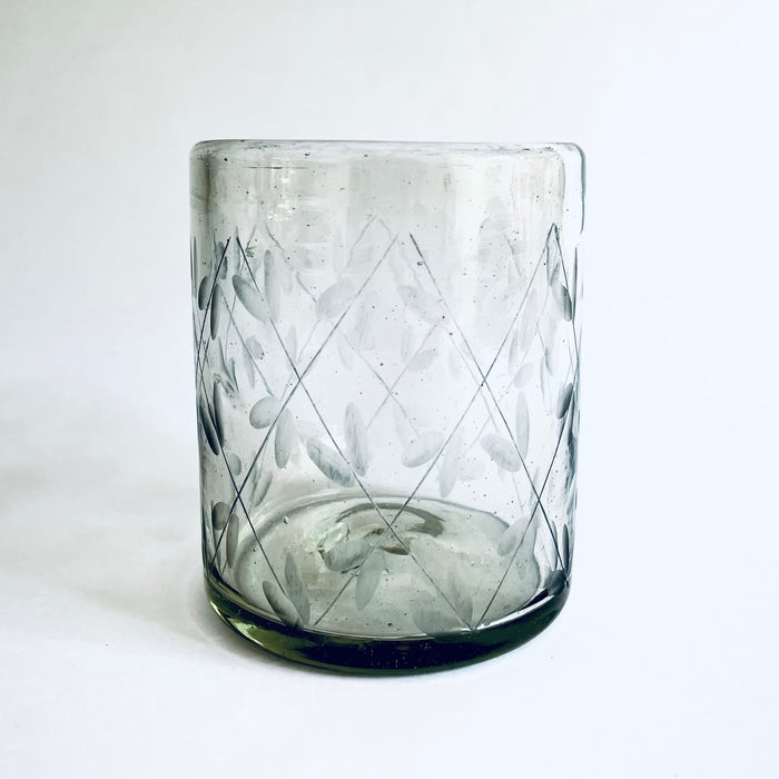 Blown Glass Cylindrical Tumblers - Etched