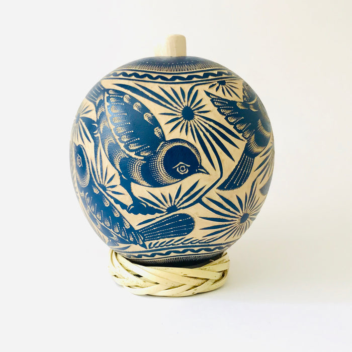 Carved Gourd Mezcal Bottle (Guaje)