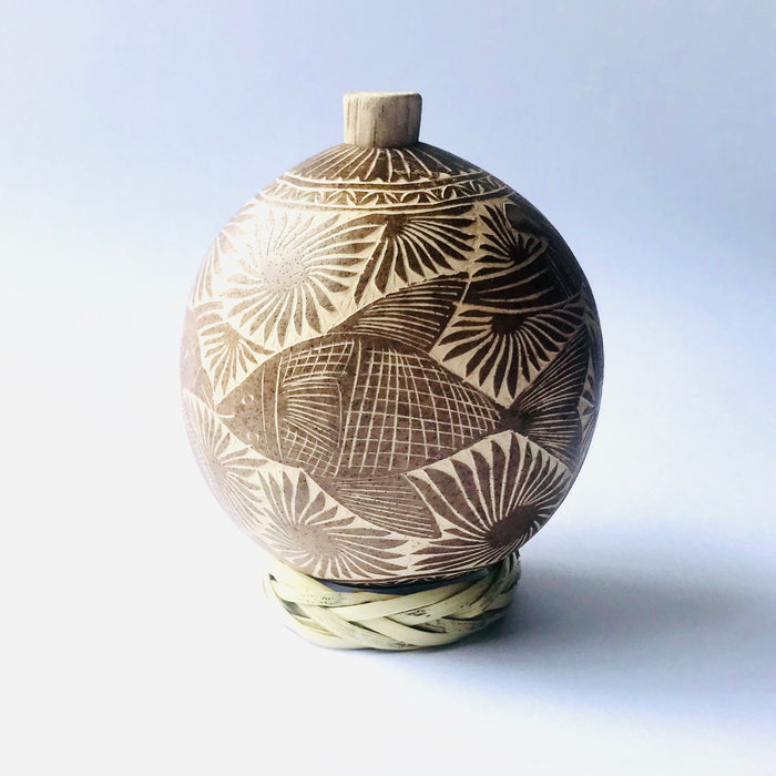 Carved Gourd Mezcal Bottle (Guaje)