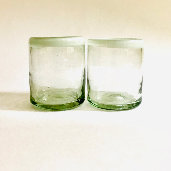 Blown Glass Tumbler With Colored Rim