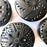 Mexico 1492 - round black clay sugar bowls with carved lids. Hand made and carved in Oaxaca. 