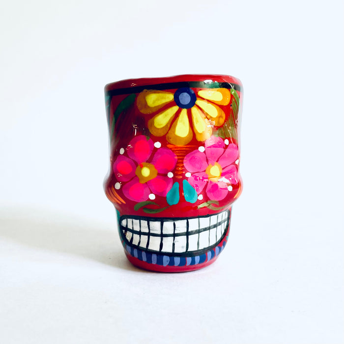 Colorful Hand-Painted and Glazed Calavera Tequila/Mezcal Shot Glass