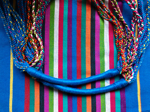 Mexico 1492: Hand-woven on a back-strap loom, by the imaginative artisans in Chiapas, Mexico, with a passion for colors, and a great talent to put those colors together masterfully. Good for any market shopping, plus environment friendly.