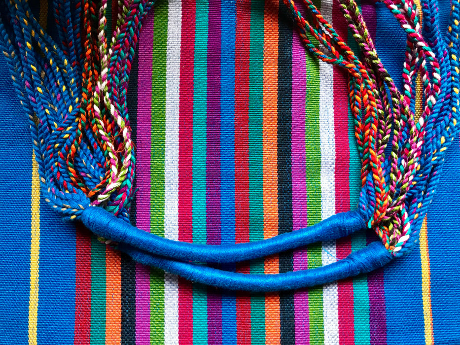 Mexico 1492: Hand-woven on a back-strap loom, by the imaginative artisans in Chiapas, Mexico, with a passion for colors, and a great talent to put those colors together masterfully. Good for any market shopping, plus environment friendly.