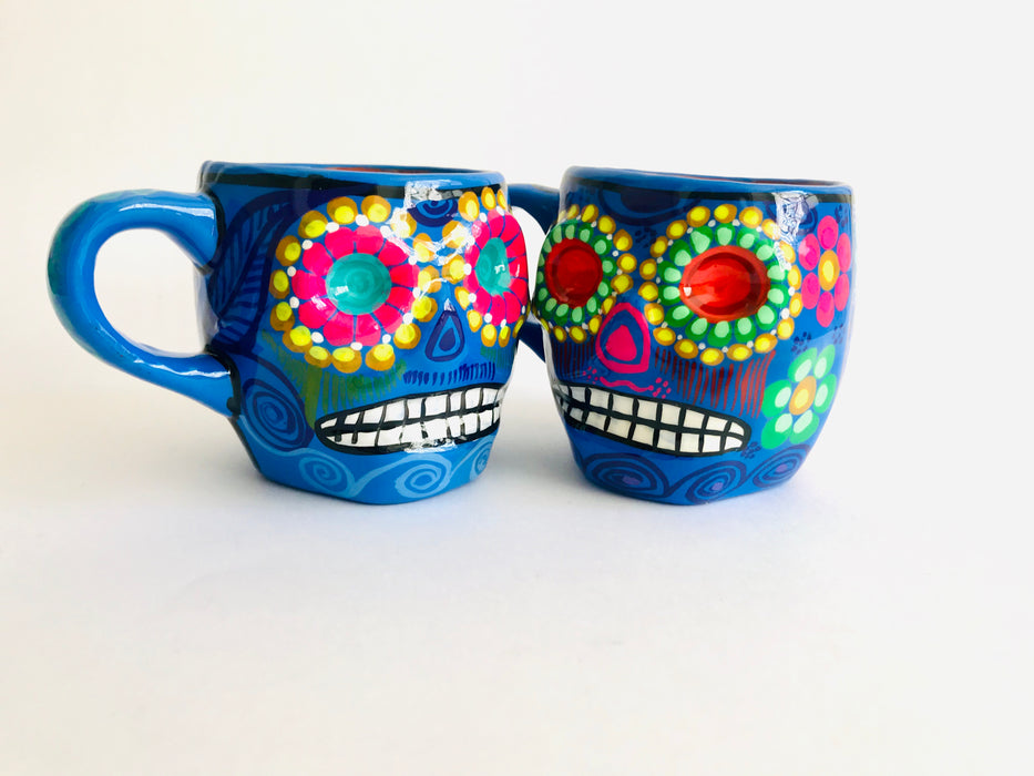 Colorful Hand-Painted and Glazed Calavera Mug