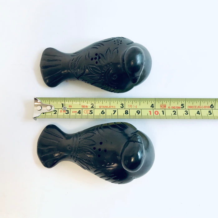 Black Clay Dove Shaped Salt and Pepper Shaker Set