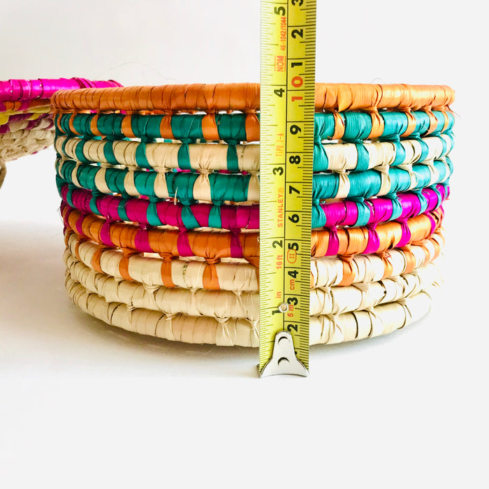 Colorful Palm Fiber Tortillero / Bread Basket