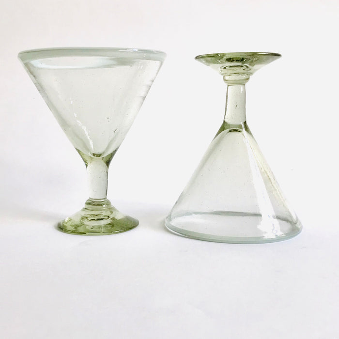 Blown Glass Margarita/Martini Glass With Colored Rim