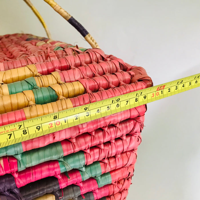 Pink Palm Fiber Picnic Basket
