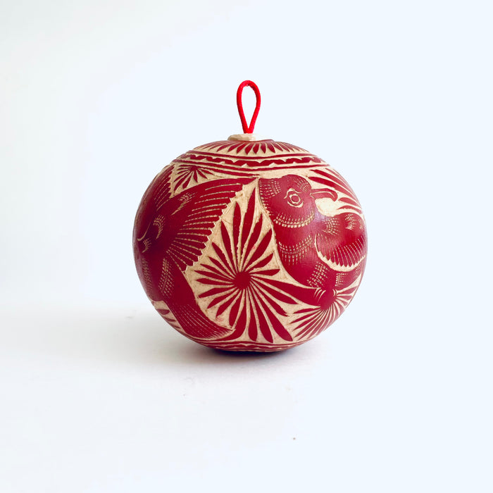 Carved Gourd Ornamental Sphere - Red
