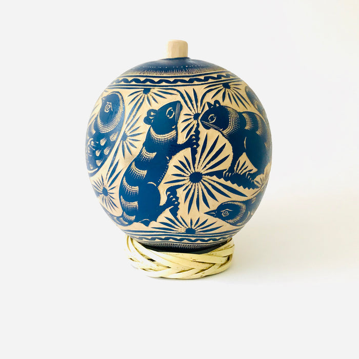 Carved Gourd Mezcal Bottle (Guaje)