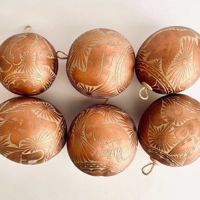 Carved Gourd Ornamental Sphere - Bronze