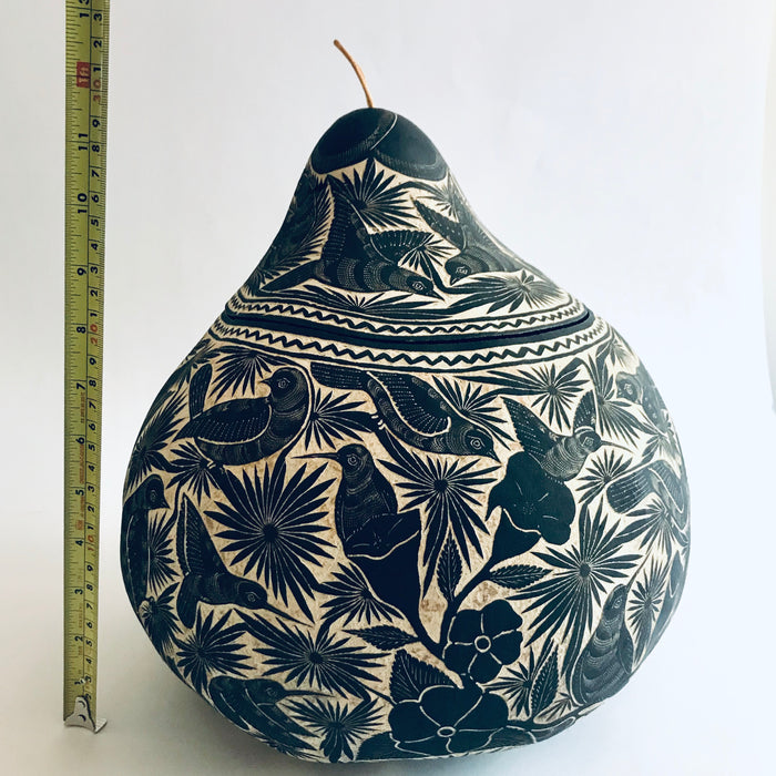 Black Carved Gourd Tortillero