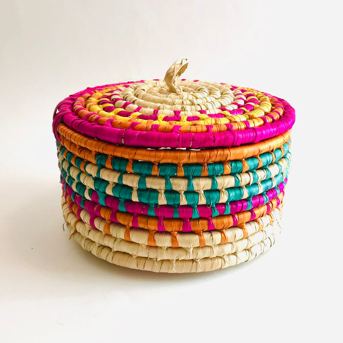Colorful Palm Fiber Tortillero / Bread Basket
