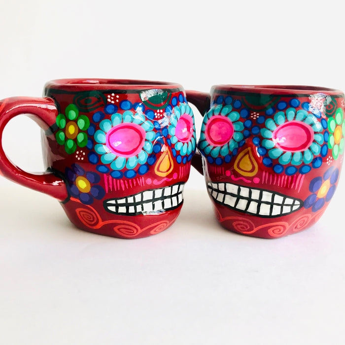 Colorful Hand-Painted and Glazed Calavera Mug