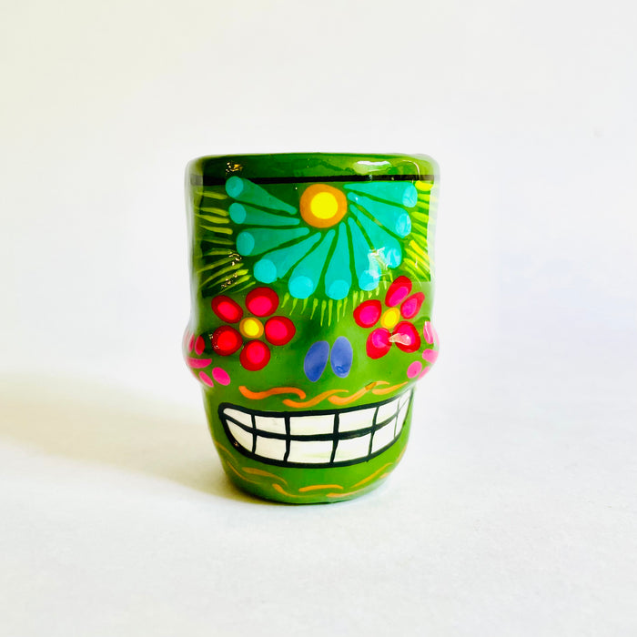 Colorful Hand-Painted and Glazed Calavera Tequila/Mezcal Shot Glass