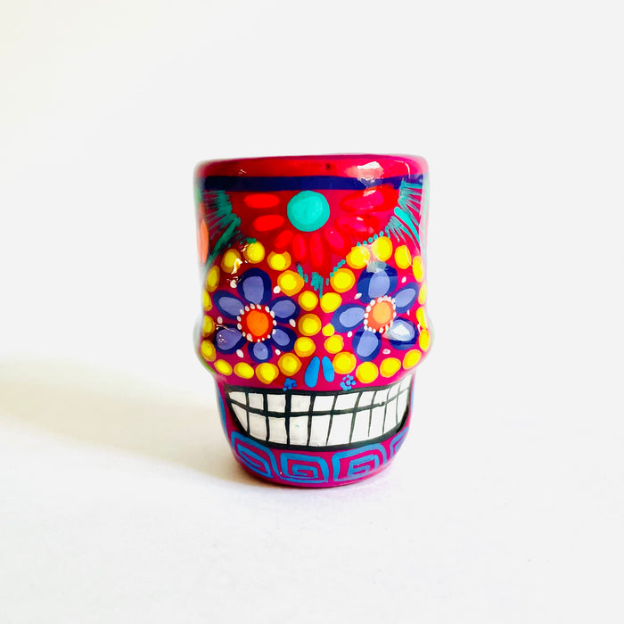 Colorful Hand-Painted and Glazed Calavera Tequila/Mezcal Shot Glass