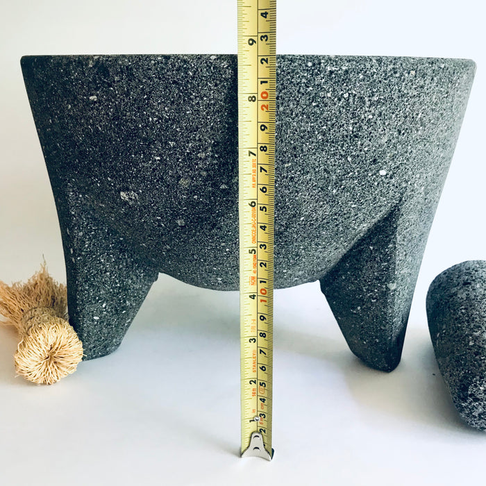 Volcanic Mortar & Pestle - Molcajete - 3 Legged - Classic - Large 12”