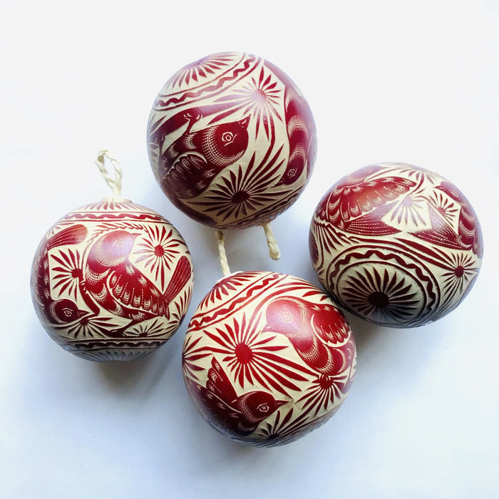 Carved Gourd Ornamental Sphere - Red