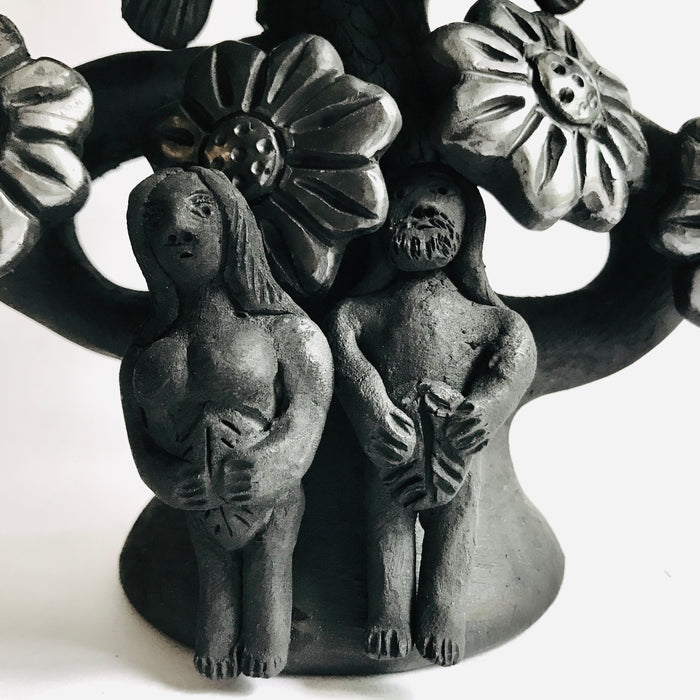Black Clay Tree of Life Candleholder