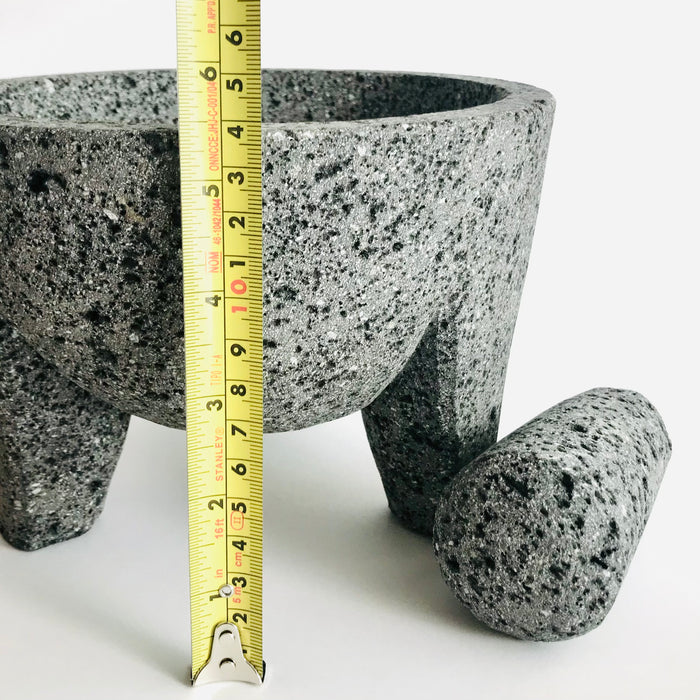 Volcanic Rock Mortar & Pestle - Molcajete - 3 Legged Tall - Classic - 8”