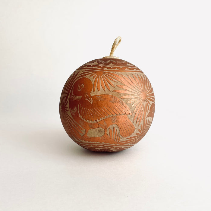 Carved Gourd Ornamental Sphere - Bronze