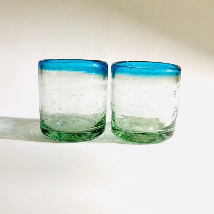 Blown Glass Tumbler With Colored Rim