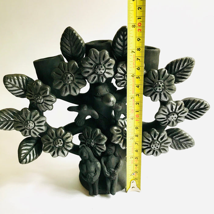 Black Clay Tree of Life Candleholder